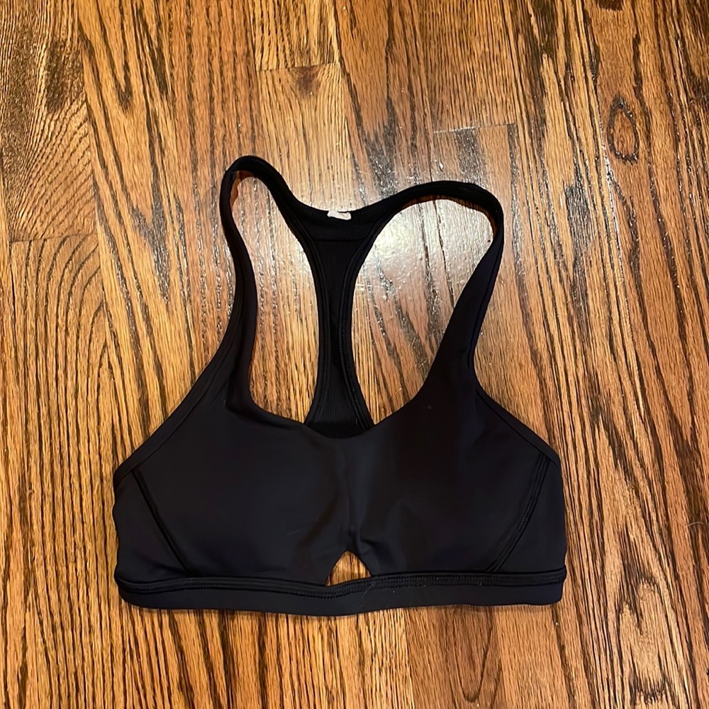 lululemon sports bra. Size 2 with padding. All black with thin straps.